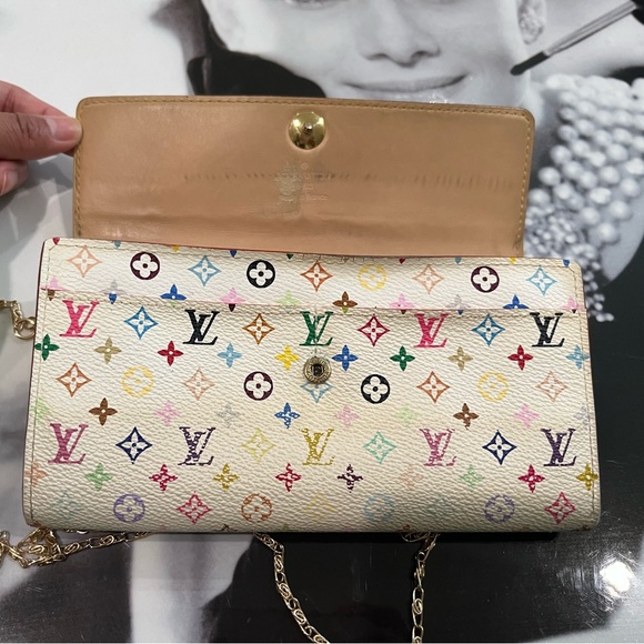Authentic Louis Vuitton Multicolor Sarah long wallet On chain WOC - Picture 6 of 13